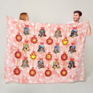 Christmas Bell & Ball Ornaments 6 Photos L-Red Fleece Blanket