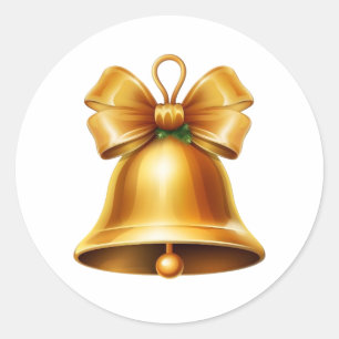 Christmas bell classic round sticker