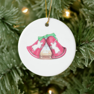 Christmas Bell Creche Ceramic Tree Decoration