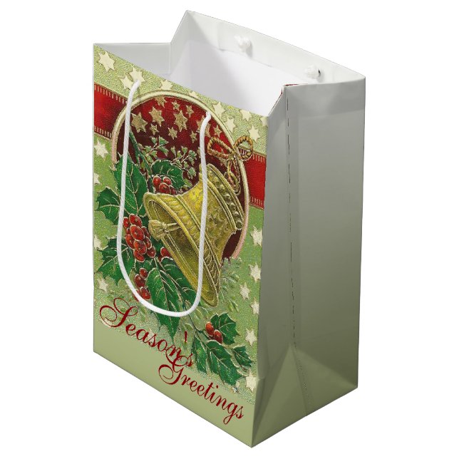 Christmas Bell Medium Gift Bag (Front Angled)