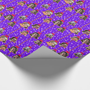 Christmas Bell Ornaments 6 Photo D-Purple Wrapping Paper