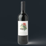 Christmas Bell Pine Poinsettia Foliage Watercolor Wine Label<br><div class="desc">If you need any further customisation please feel free to message me on yellowfebstudio@gmail.com.</div>
