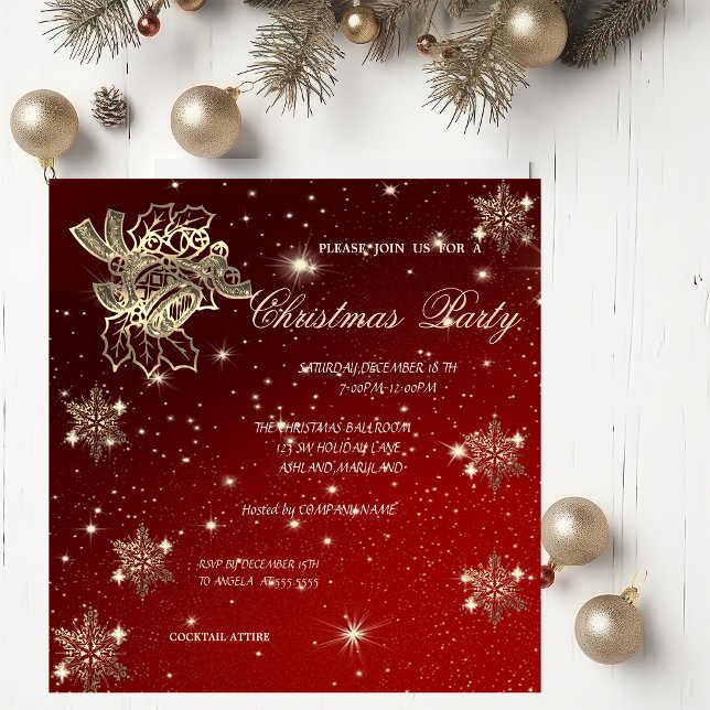 Christmas Bell,Snowflakes,Company Christmas Party Invitation (Creator Uploaded)
