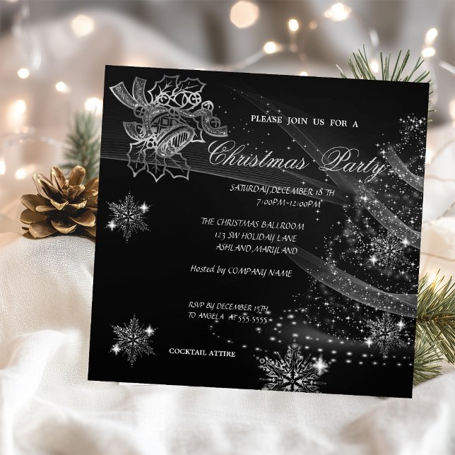 Christmas Bell,Snowflakes,Tree ,Company  Party Invitation (Creator Uploaded)