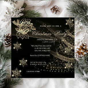 Christmas Bell,Snowflakes,Tree ,Company  Party Invitation