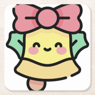 christmas bell square paper coaster