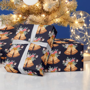 Christmas bells and bird wrapping paper