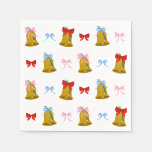 Christmas Bells and Christmas Bows Preppy Classic  Napkin