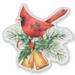 Christmas Bells and Evergreens Red Cardinal<br><div class="desc">Christmas bells and evergreens bouquet with red cardinal.</div>