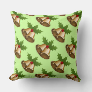 Christmas Bells and Holly Accent Pillow
