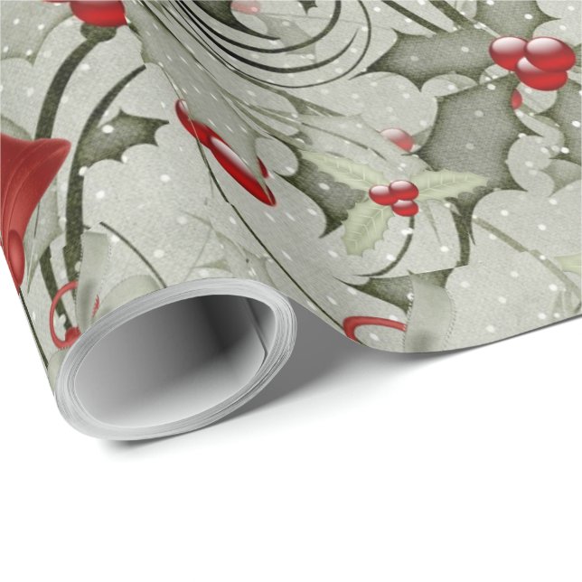 Christmas Bells and Holly Wrapping Paper (Roll Corner)