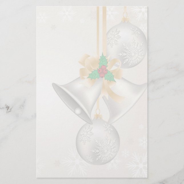 Christmas Bells and ornaments custom stationery (Front)