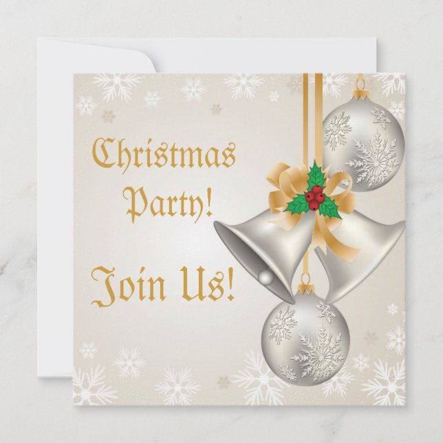 Christmas Bells And Ornaments Party  Invitation (Front)