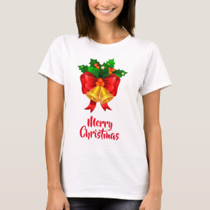 Christmas Bells And Red Ribbon T-Shirt