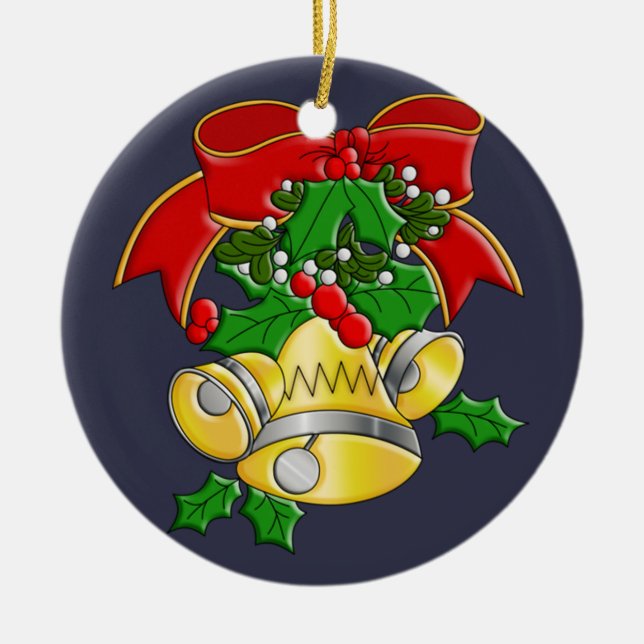 Christmas Bells Ceramic Tree Decoration (Front)