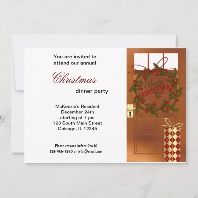 Christmas Bells dinner Invitation (Front)