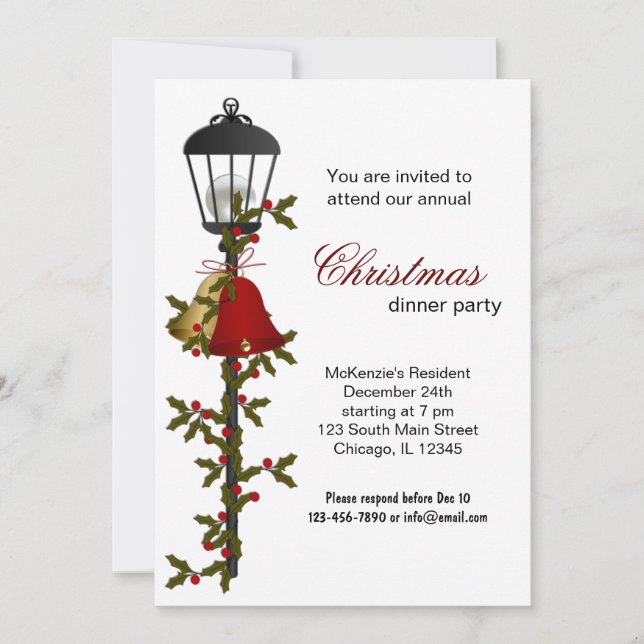 Christmas Bells dinner Invitation (Front)