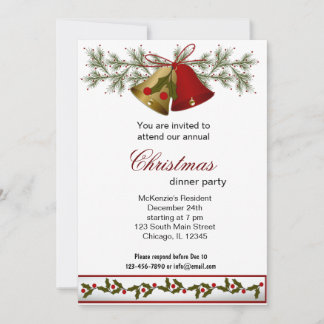 Christmas Bells dinner Invitation