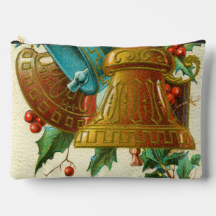 Christmas Bells, Festive Vintage Greeting Card Accessory Pouch