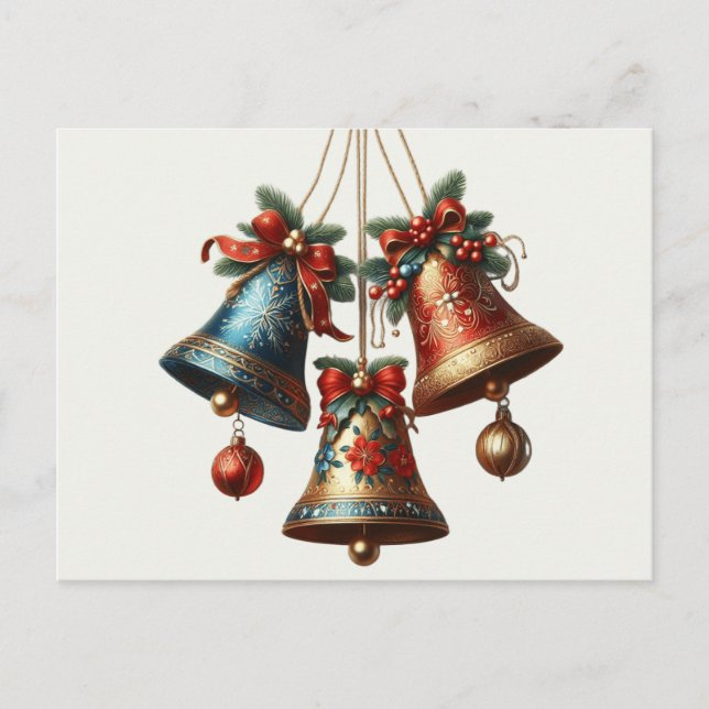 Christmas bells holiday postcard (Front)