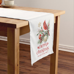 Christmas Bells & Holly Decoration Short Table Runner