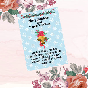 Christmas Bells on light blue background Card