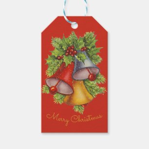 Christmas Bells on Red Gift Tags