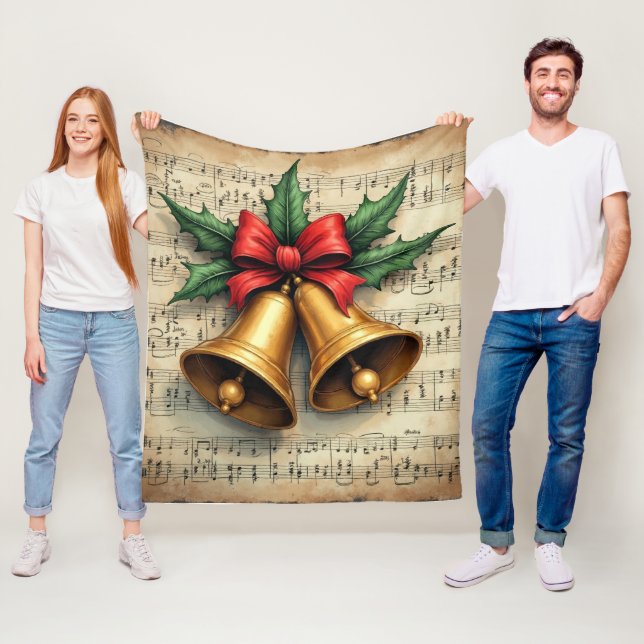 Christmas Bells on Sheet Music, Fleece Blanket (In Situ)
