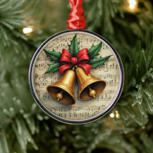 Christmas Bells on Sheet Music, Metal Tree Decoration
