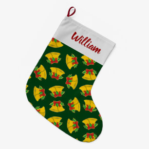 Christmas Bells Pattern Large Christmas Stocking