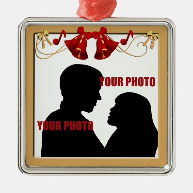 Christmas Bells Photo Frame Premium Ornament (Front)