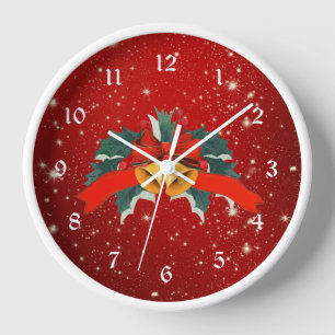 Christmas Bells, red twinkle, Clock