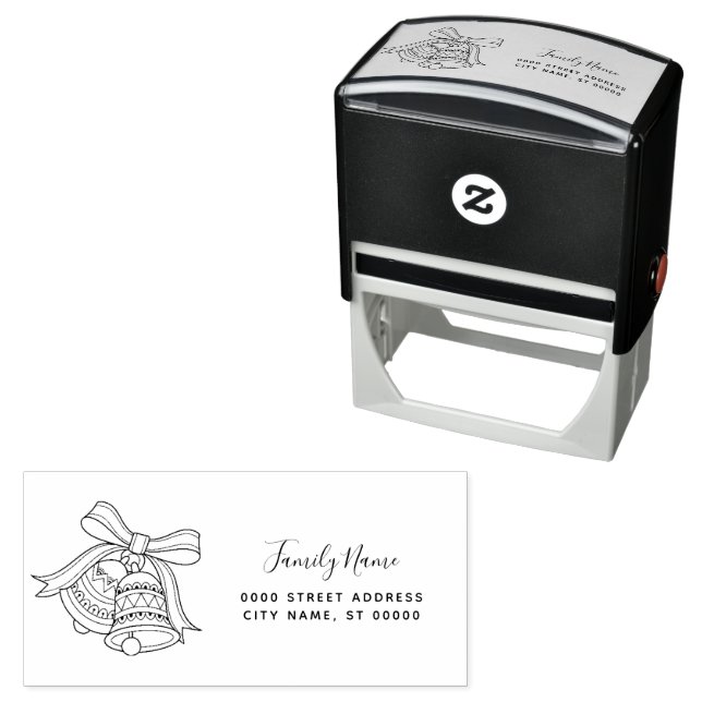 Christmas Bells Return Address Self-inking Stamp (In Situ)