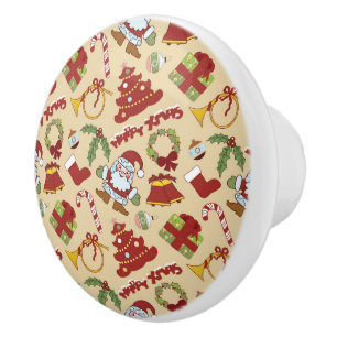 Christmas bells,tree and santa claus ceramic knob