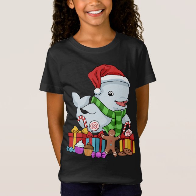 Christmas Beluga Whale Gift Kids Christmas Beluga T-Shirt (Front)