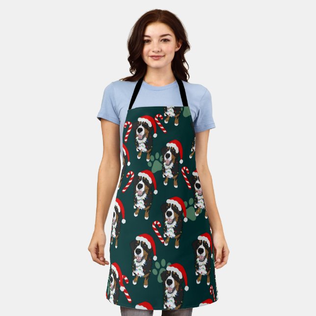 Christmas Bernese Mountain Dog Apron (Worn)