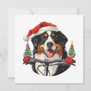 Christmas Bernese Mountain Dog Biking Holiday Card