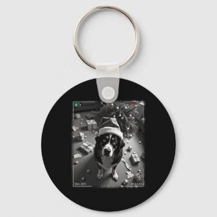 Christmas Bernese Mountain Dog Caught On Camera Key Ring