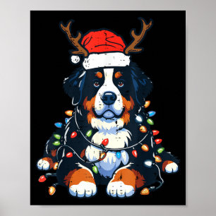 Christmas Bernese Mountain Dog Cute Xmas Pet Men W Poster