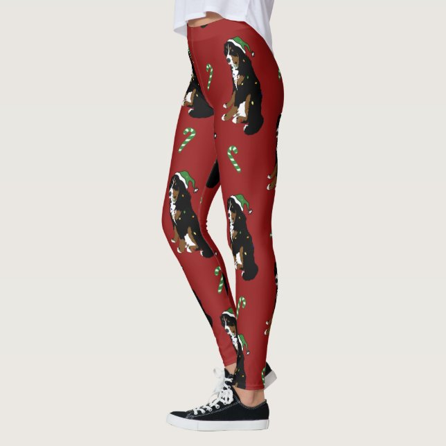 Christmas Bernese Mountain Dog Leggings (Left)