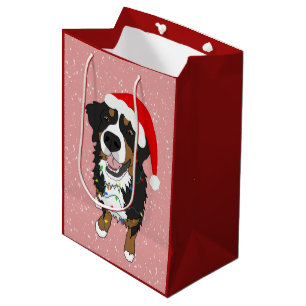 Christmas Bernese Mountain Dog Medium Gift Bag