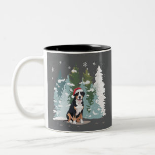 Christmas Bernese Mountain Dog Mom Puppy Winter Two-Tone Coffee Mug