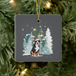 Christmas Bernese Mountain Dog Mum Puppy Winter Ceramic Ornament