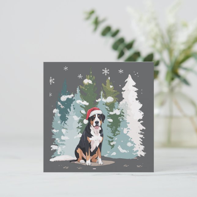 Christmas Bernese Mountain Dog Mum Puppy Winter  Holiday Card (Standing Front)