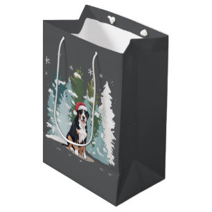Christmas Bernese Mountain Dog Mum Puppy Winter  Medium Gift Bag