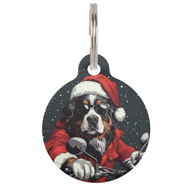 Christmas Bernese Mountain Dog Pet Tag (Front)