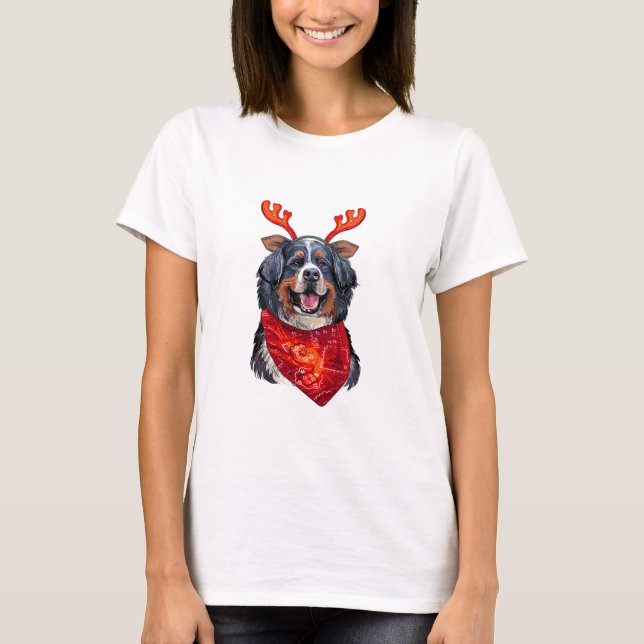 Christmas Bernese Mountain Dog T-Shirt (Front)