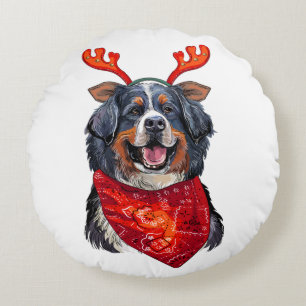 Christmas Bernese Mountain Dog Throw Pillow