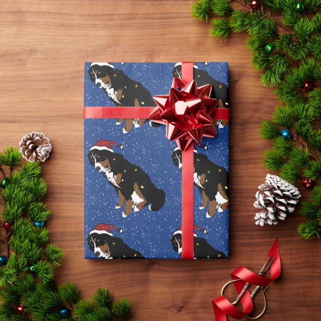 Christmas Bernese Mountain Dog Wrapping Paper (Holiday Gift)