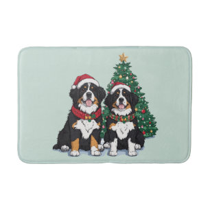 Christmas Bernese Mountain Dogs Bath Mat